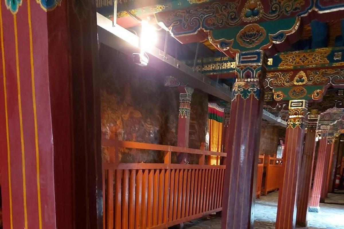 a room with a pillar in a temple