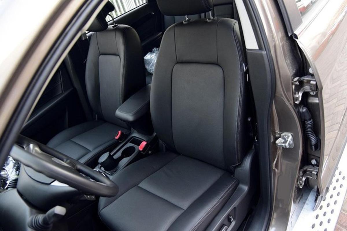 a back seat of a car with the back seats open