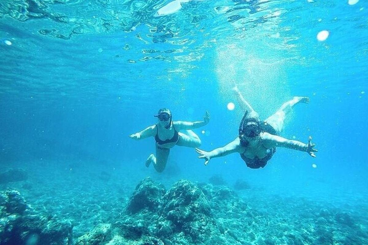 deux personnes nageant dans l'eau de l'océan