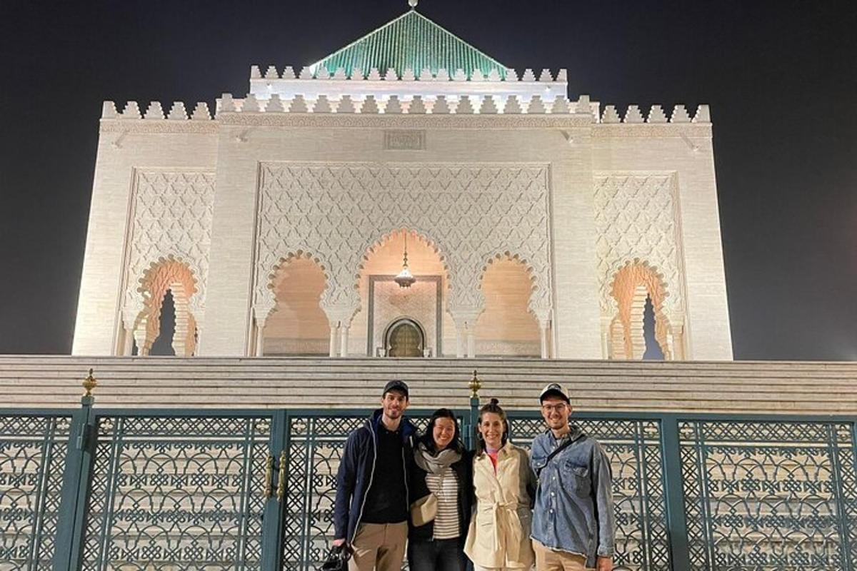 a group of people standing in front of a building