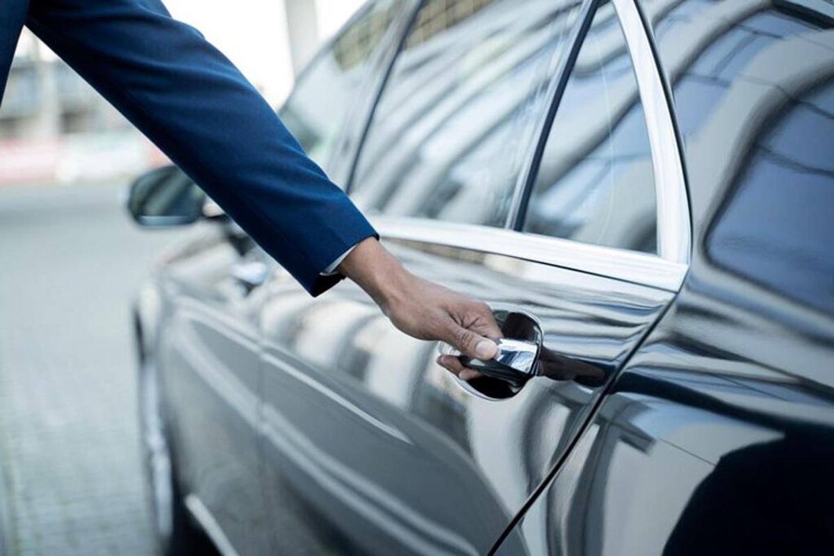 seseorang sedang membuka pintu kereta