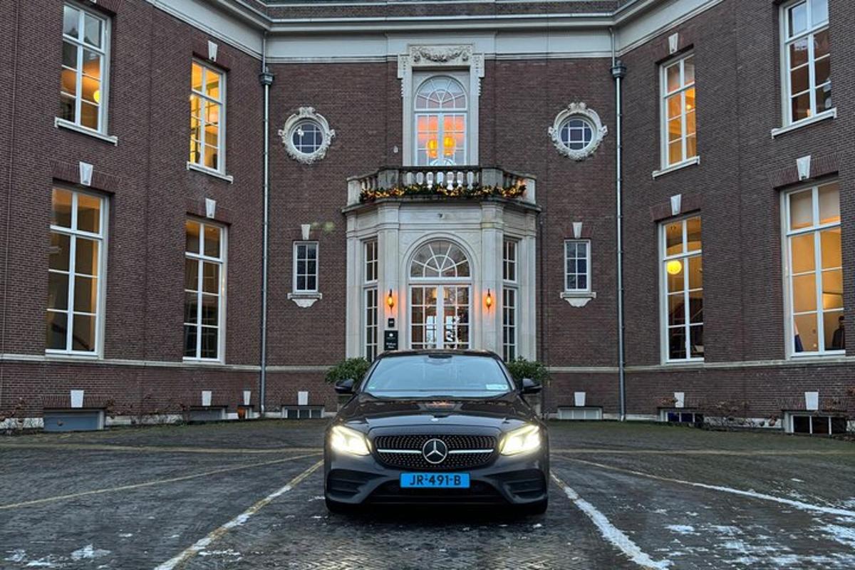 a car parked in front of a building
