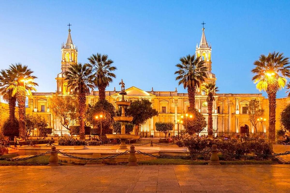 didelis pastatas su palmėmis priešais jį
