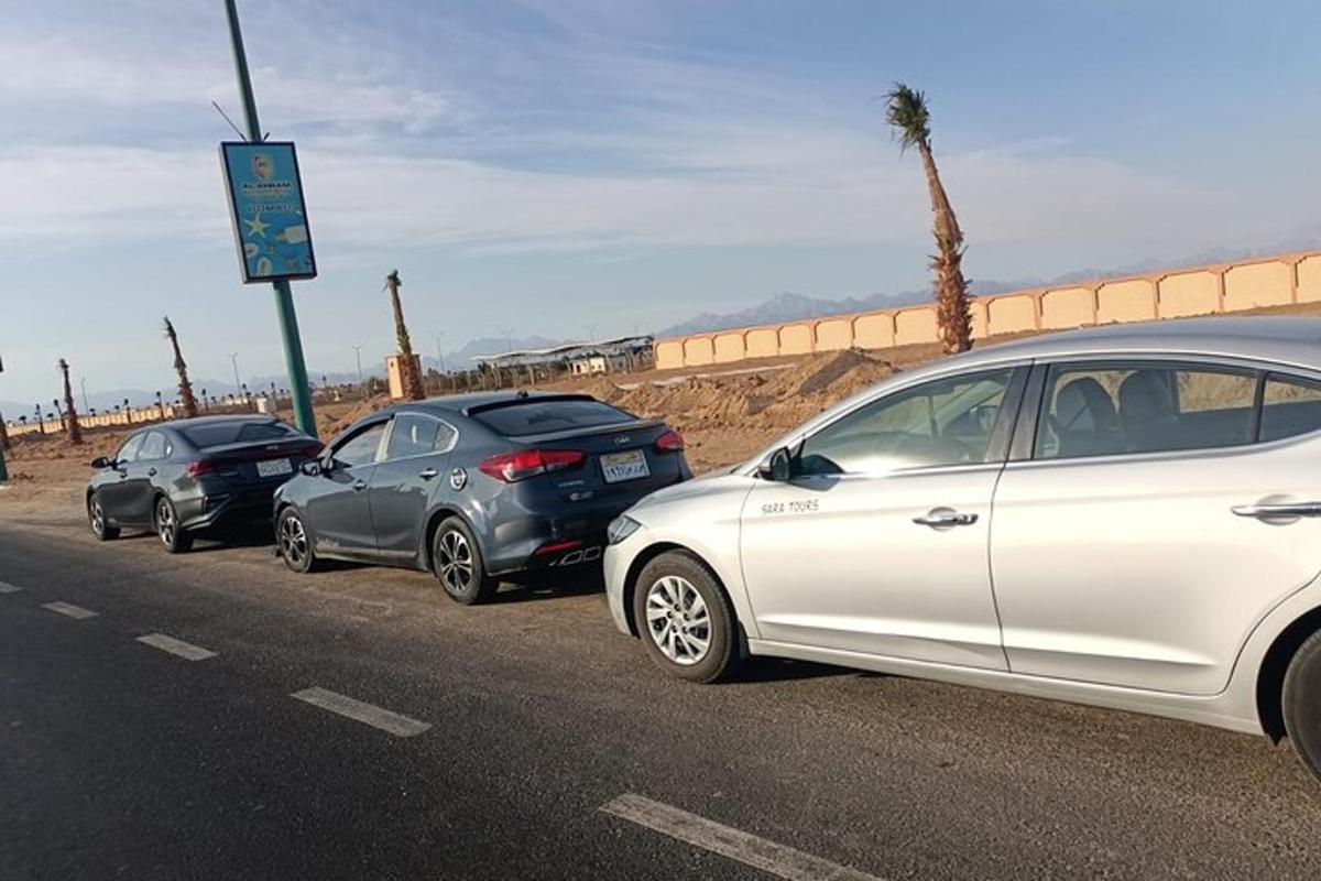 una filera de cotxes aparcats a la vora d'una carretera