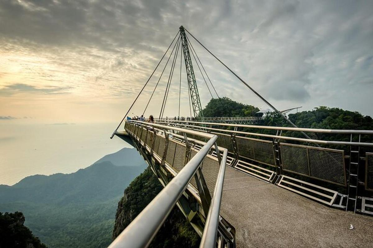 un pont penjant sobre una muntanya amb gent a sobre