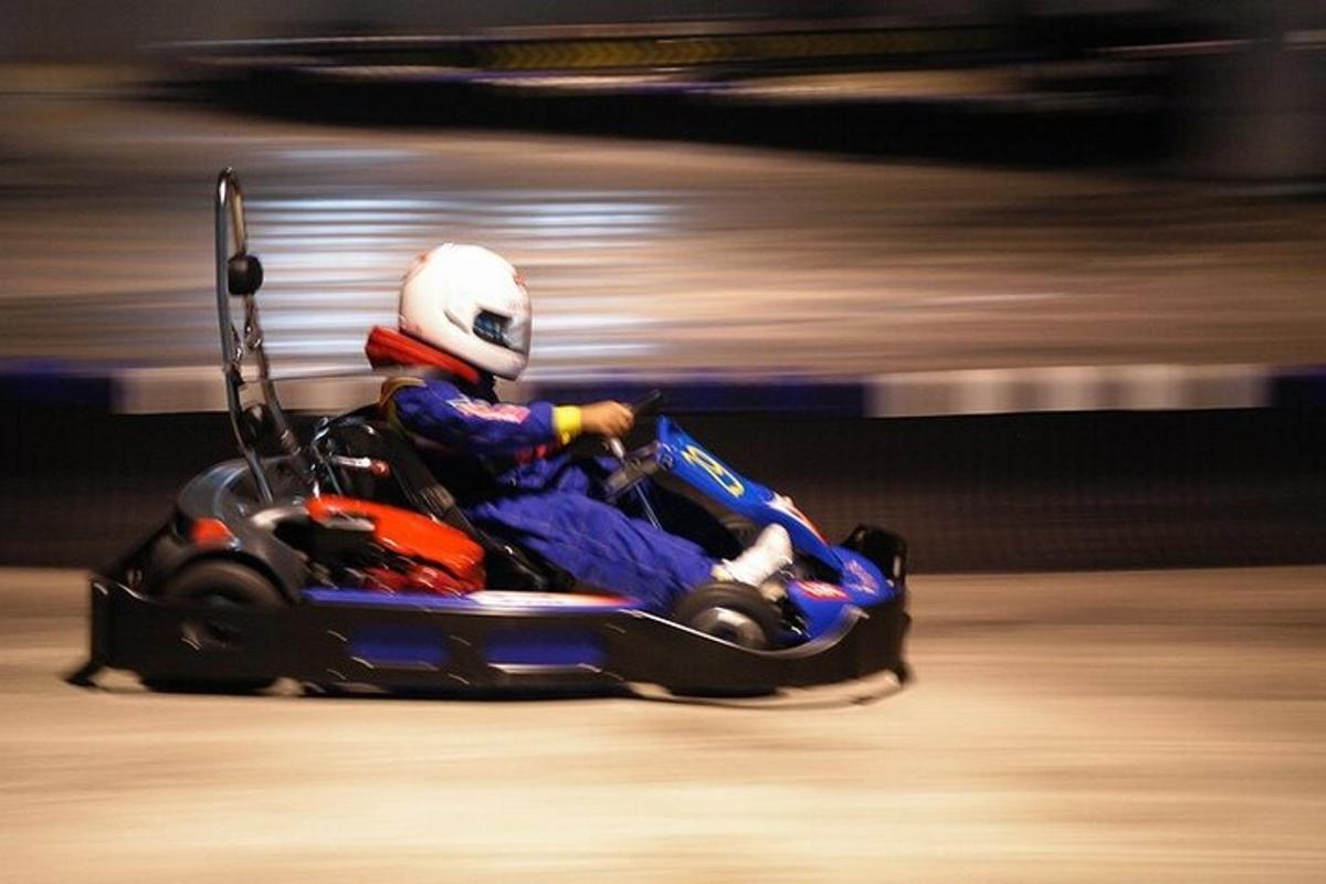 a person is riding on a snowmobile