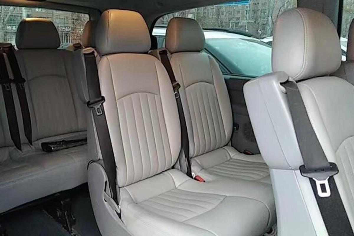 a rear seat of a car with the back seats folded