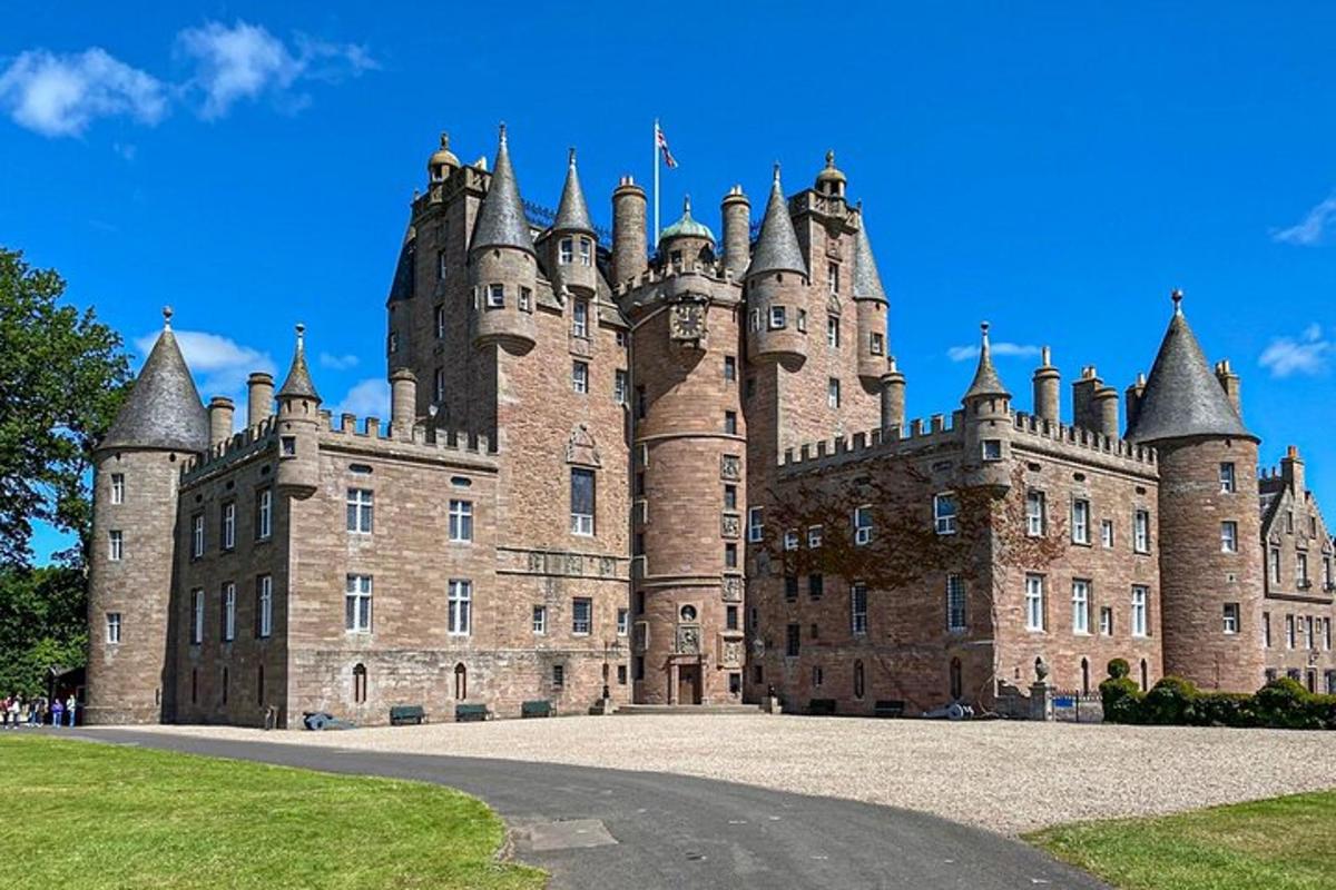 a large castle with turrets on top of it