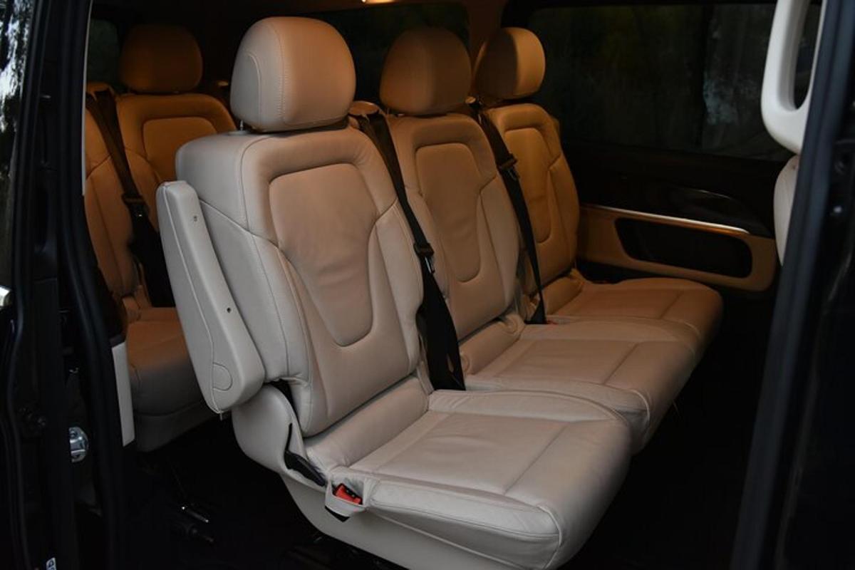 a back seat of a van with the back seats folded