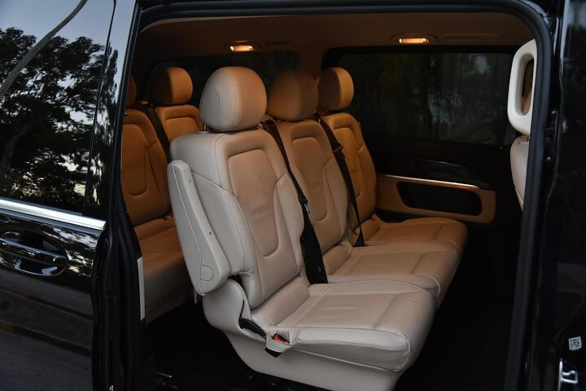 a back seat of a minivan with the back seats folded