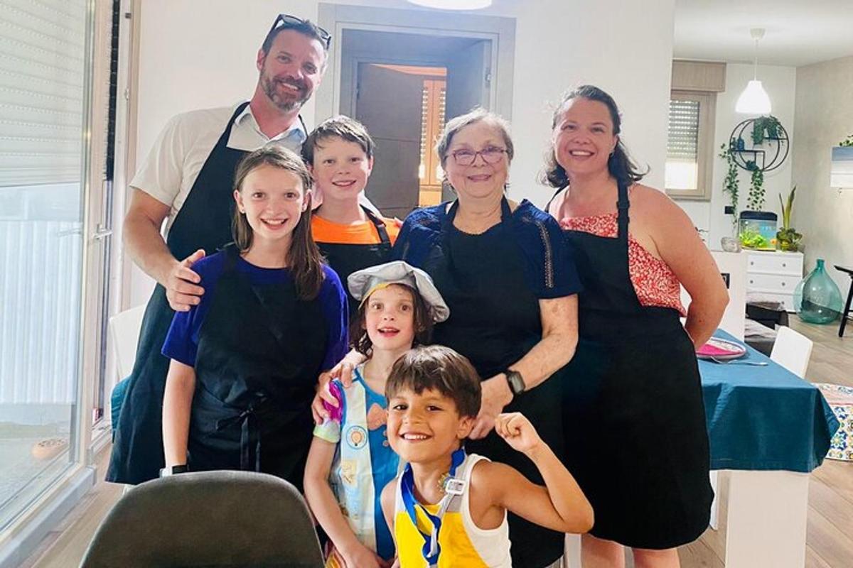 a family posing for a picture in a room