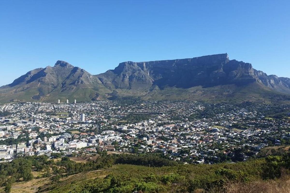 en luftfoto av Cape Town med fjell i bakgrunnen