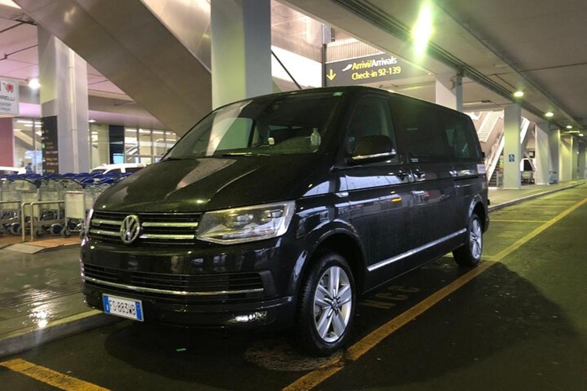 a van is parked in a parking garage