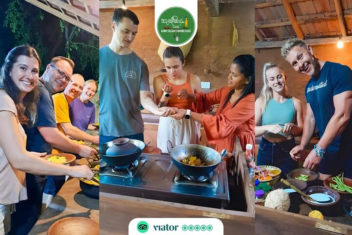 a group of people standing in a kitchen preparing food