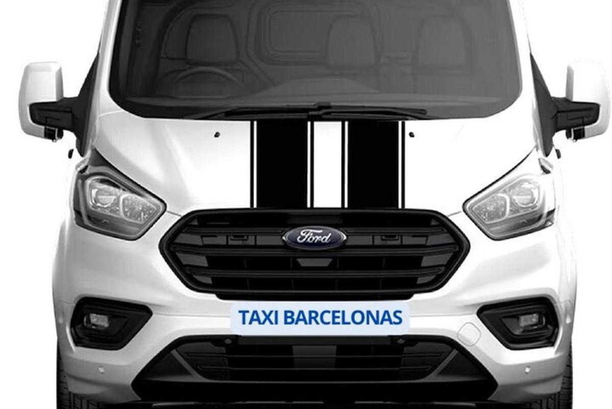 a white van with black stripes on the front