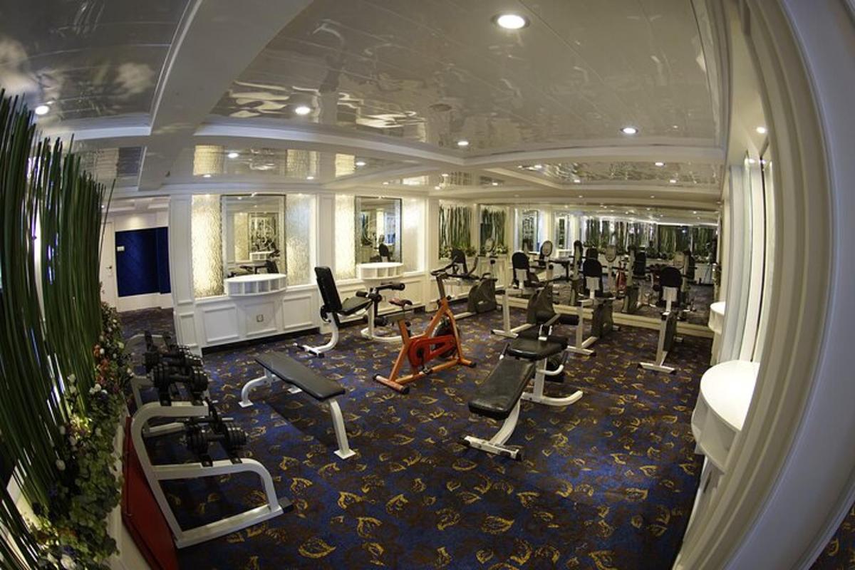 a gym on a cruise ship with exercise equipment