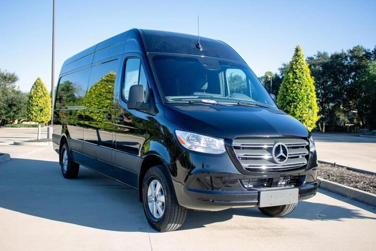 a black van parked in a parking lot