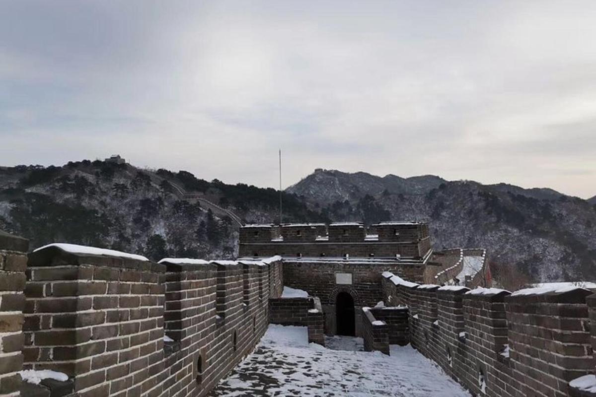 a view of the great wall in the snow
