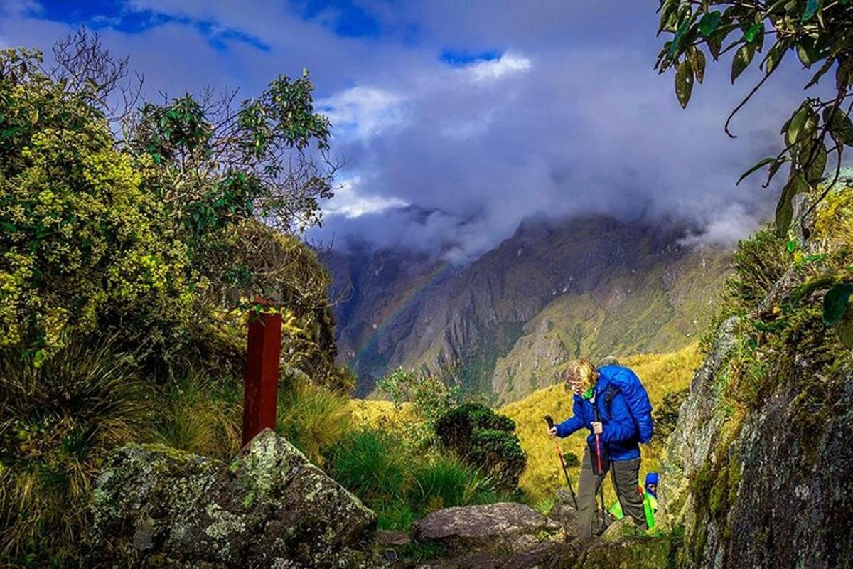 una persona caminando por una montaña con vista