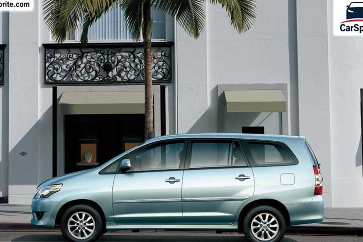 a blue minivan parked in front of a building
