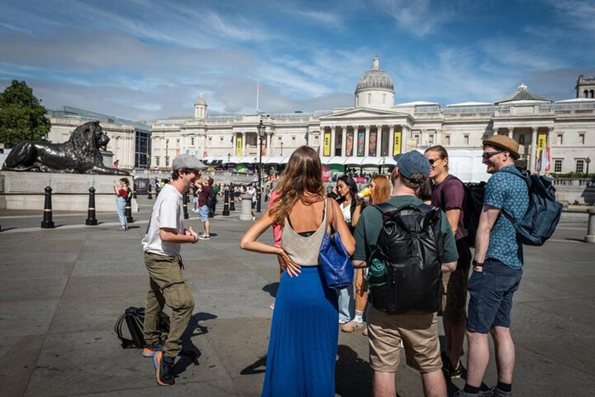 a group of people standing in front of a building