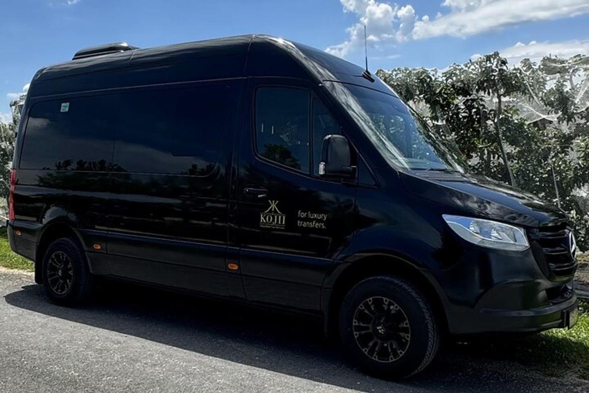 a black van parked on the side of a road