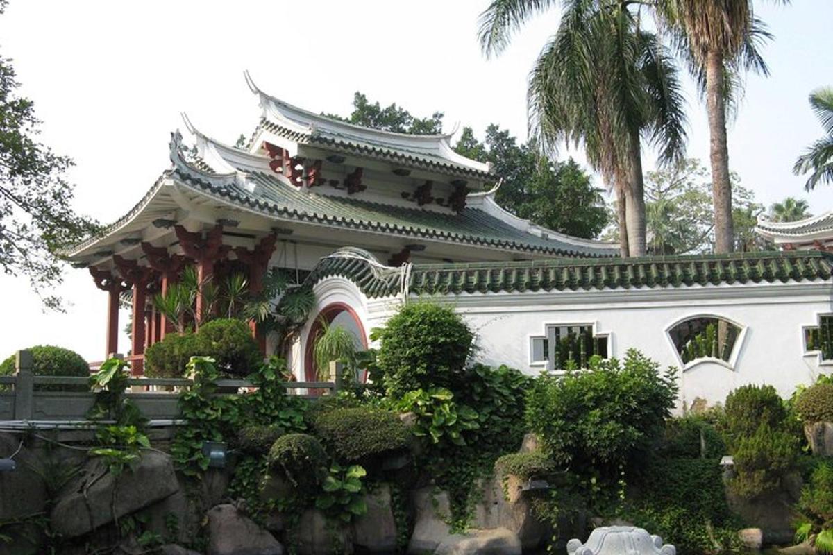 a large white building with a pagoda