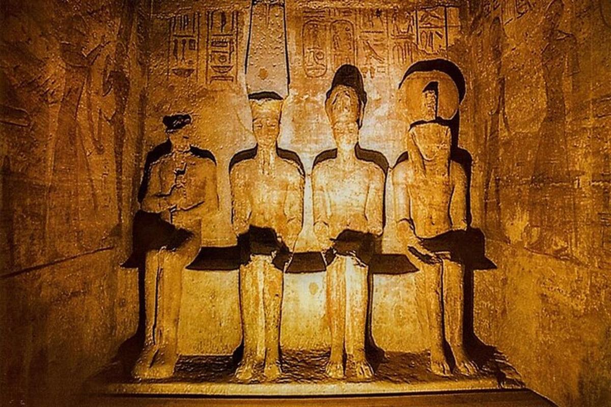 a relief of a group of people on a wall