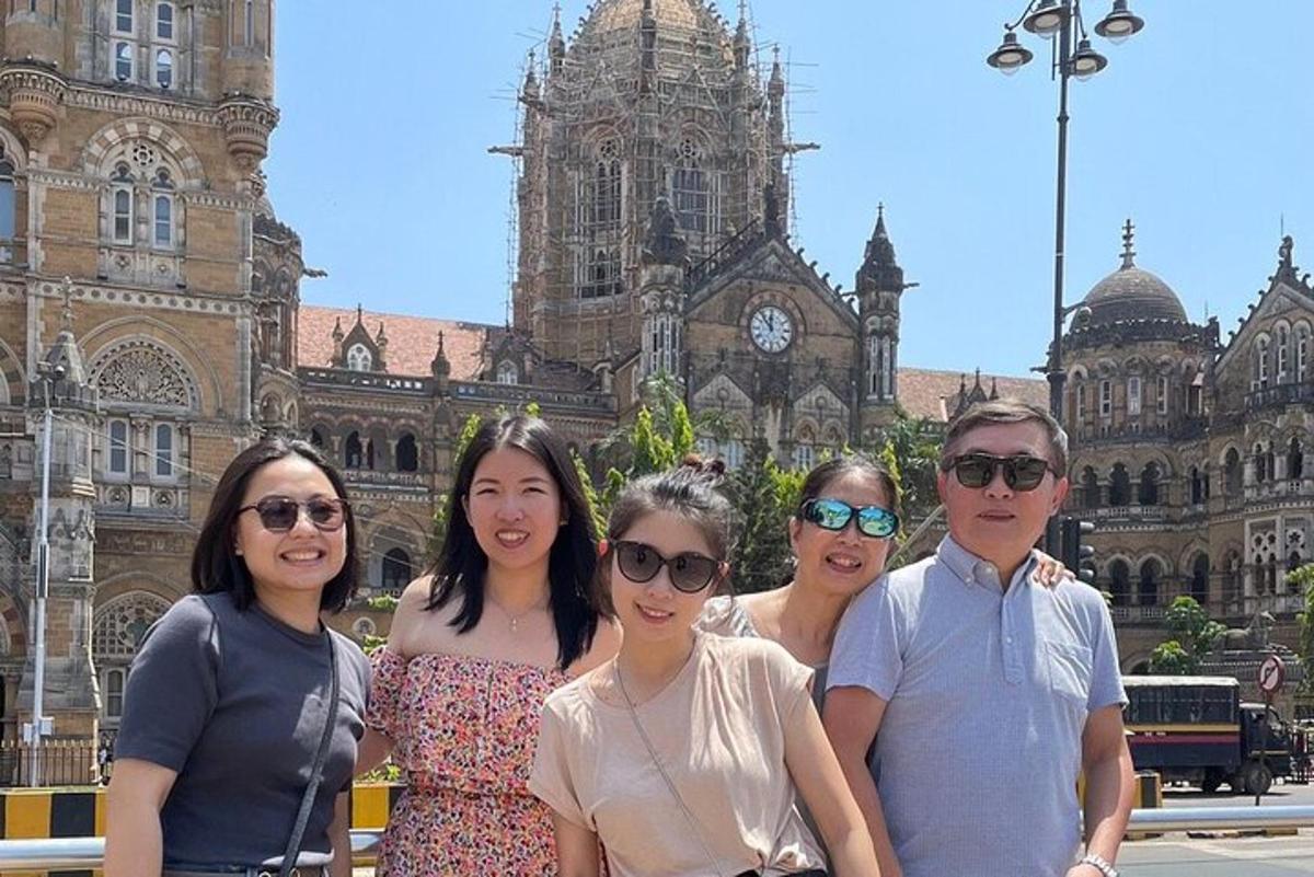 a group of people standing in front of a building