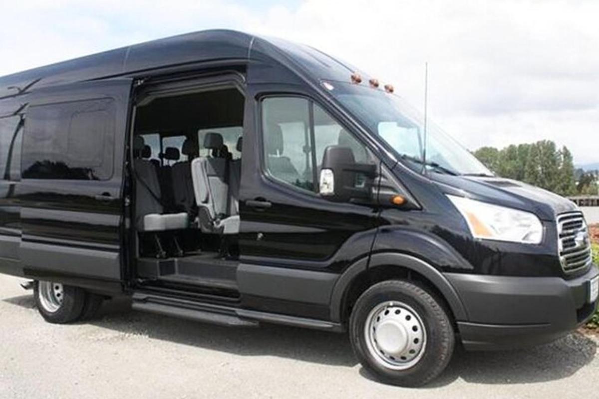 a black van parked in a parking lot