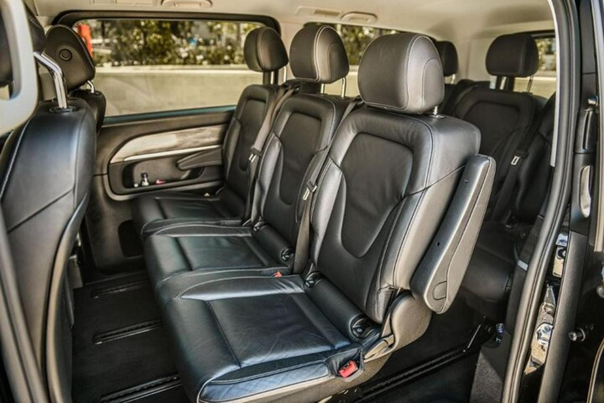 an empty back seat of a minivan