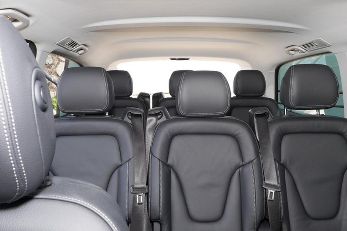 an interior view of the back seats of a minivan
