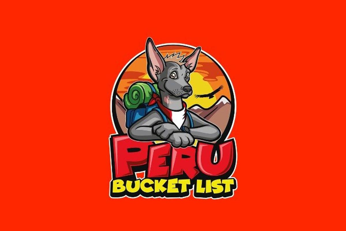 Logo maskota osla s textem Peru Bucket List