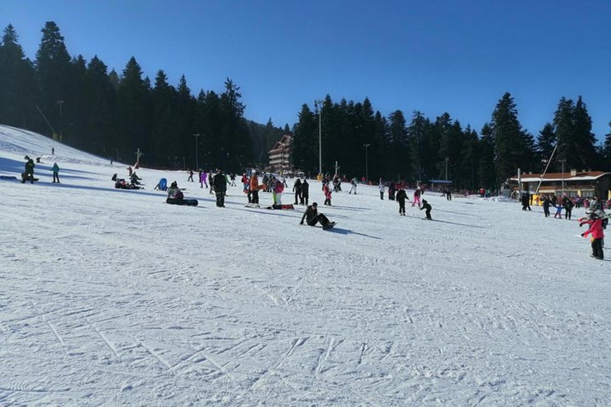 velká skupina lidí na zasněženém svahu
