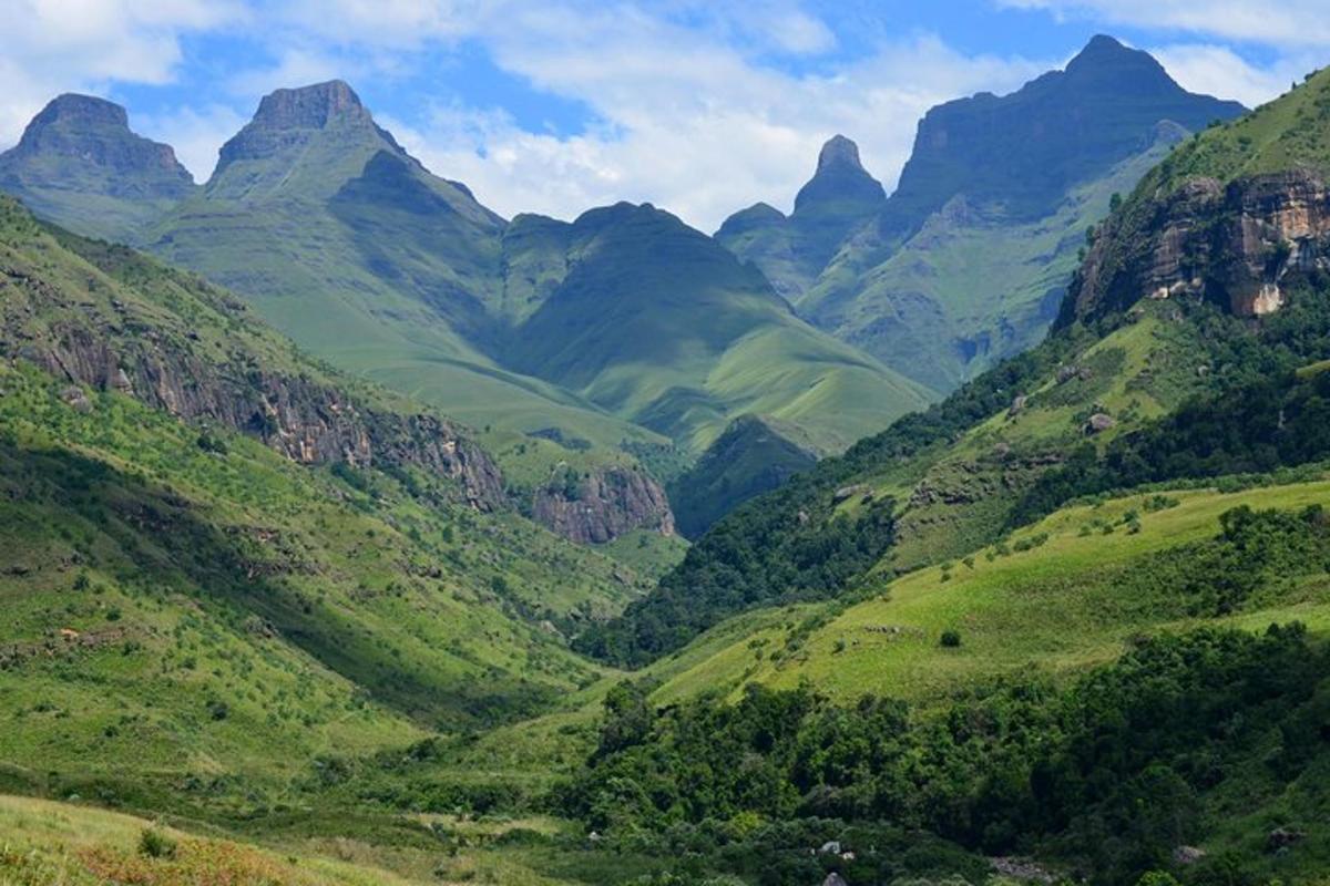 a view of a valley in a mountain range