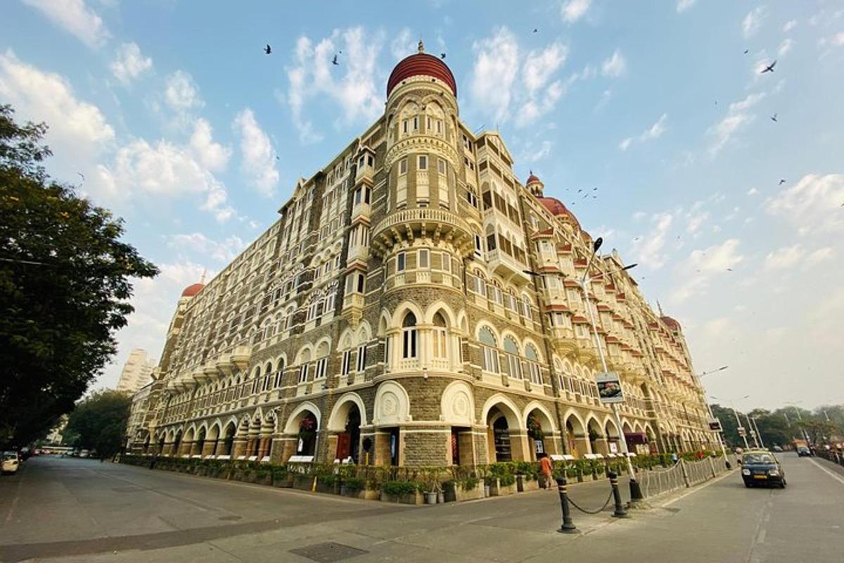 a large building sitting on the side of a street