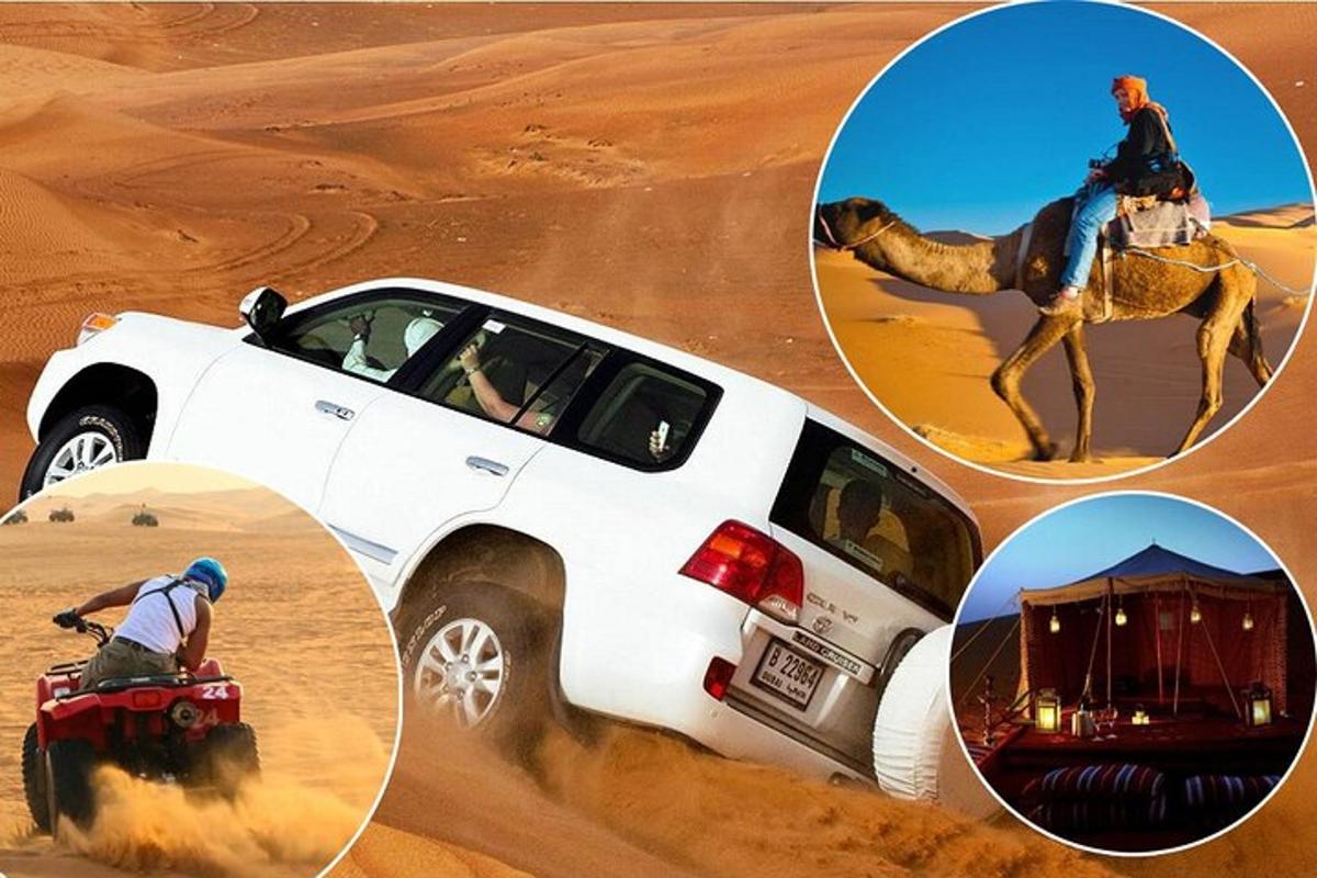a picture of a car in the desert with a camel