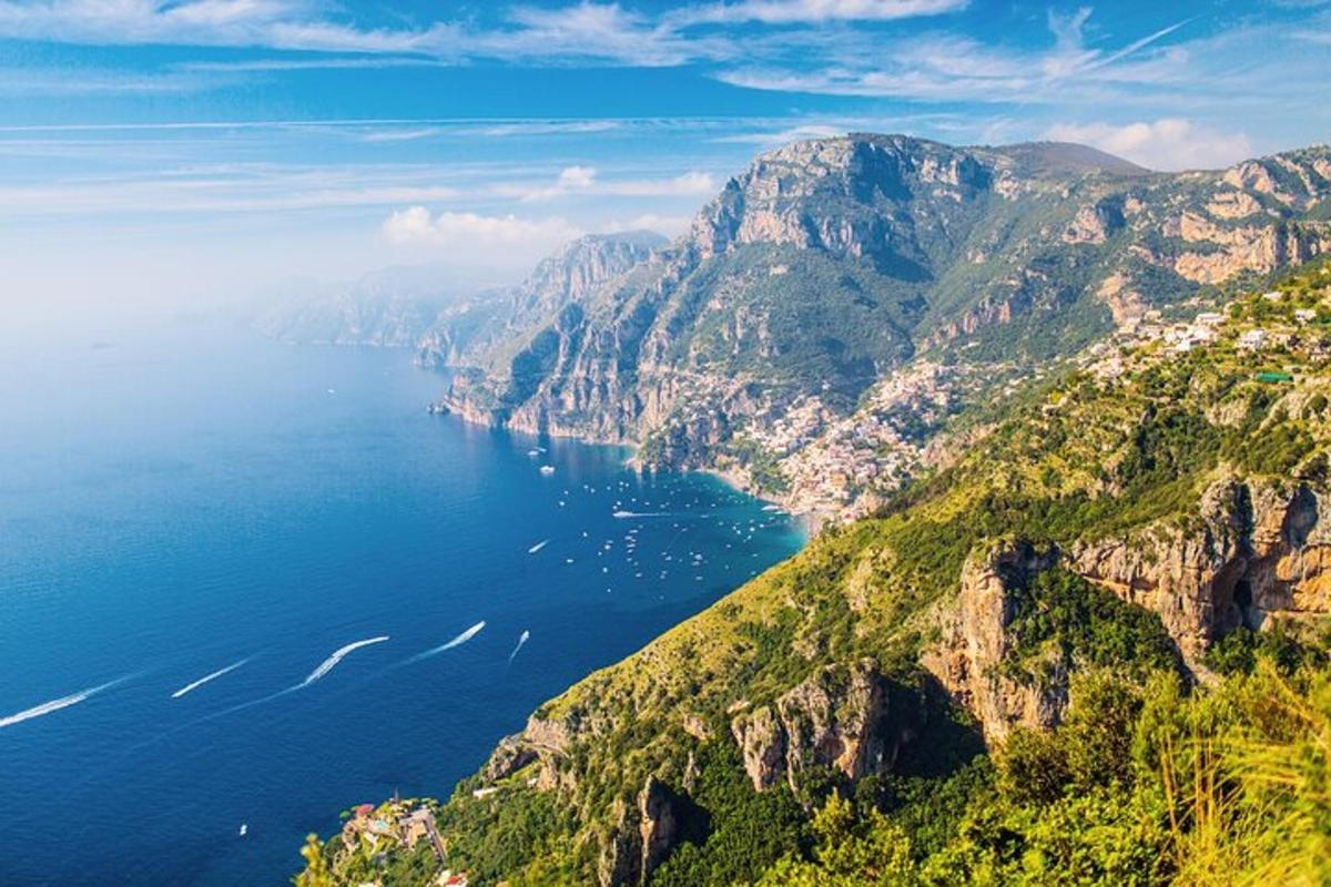 an aerial view of the amalfi coast