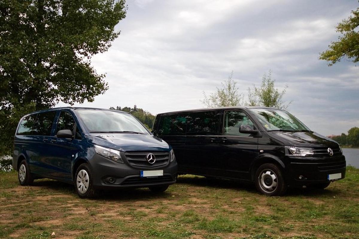 to biler parkert ved siden av hverandre på et jorde