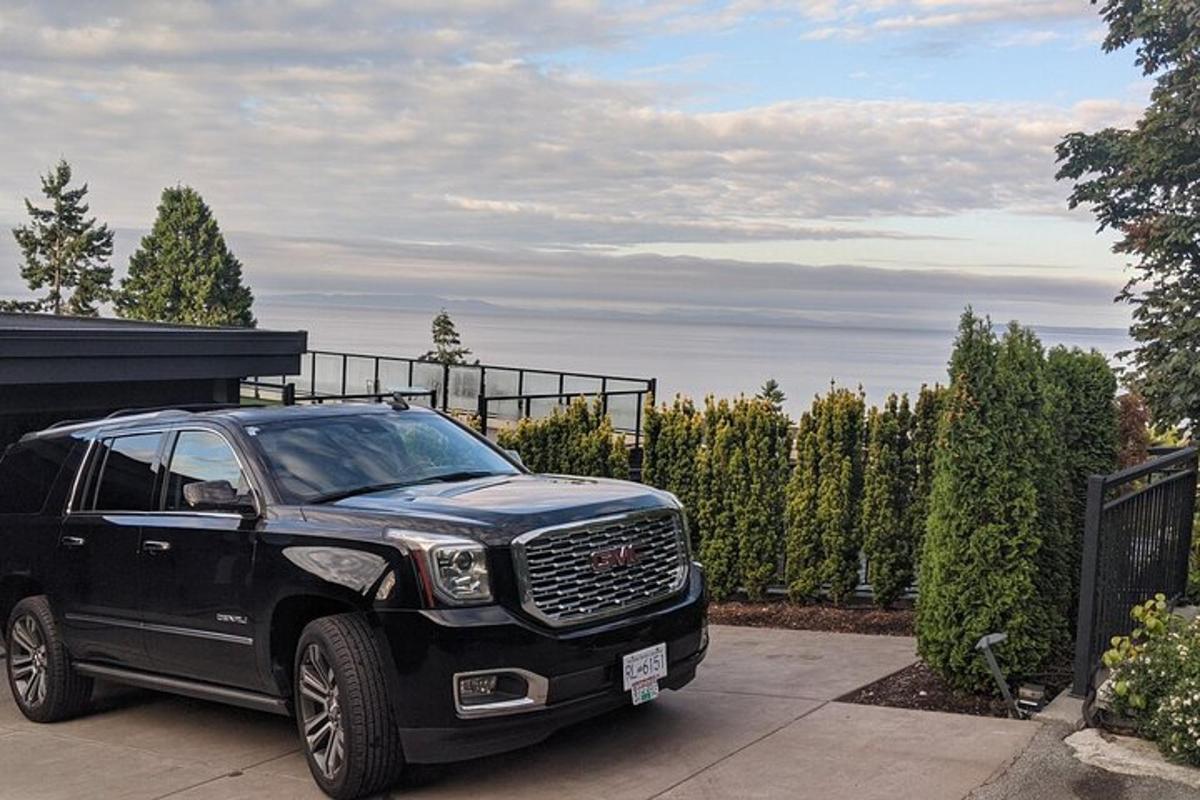a black truck parked in a driveway