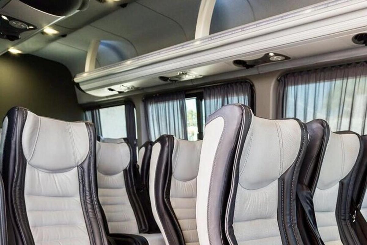 a row of empty seats on a train
