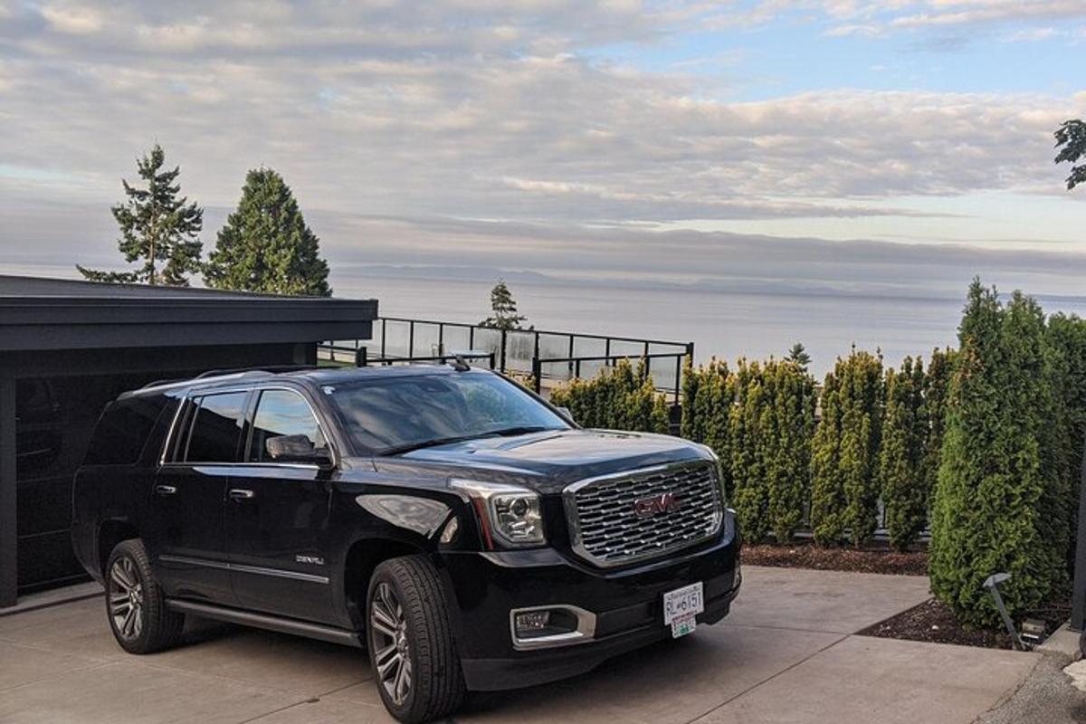 a black truck parked on a driveway