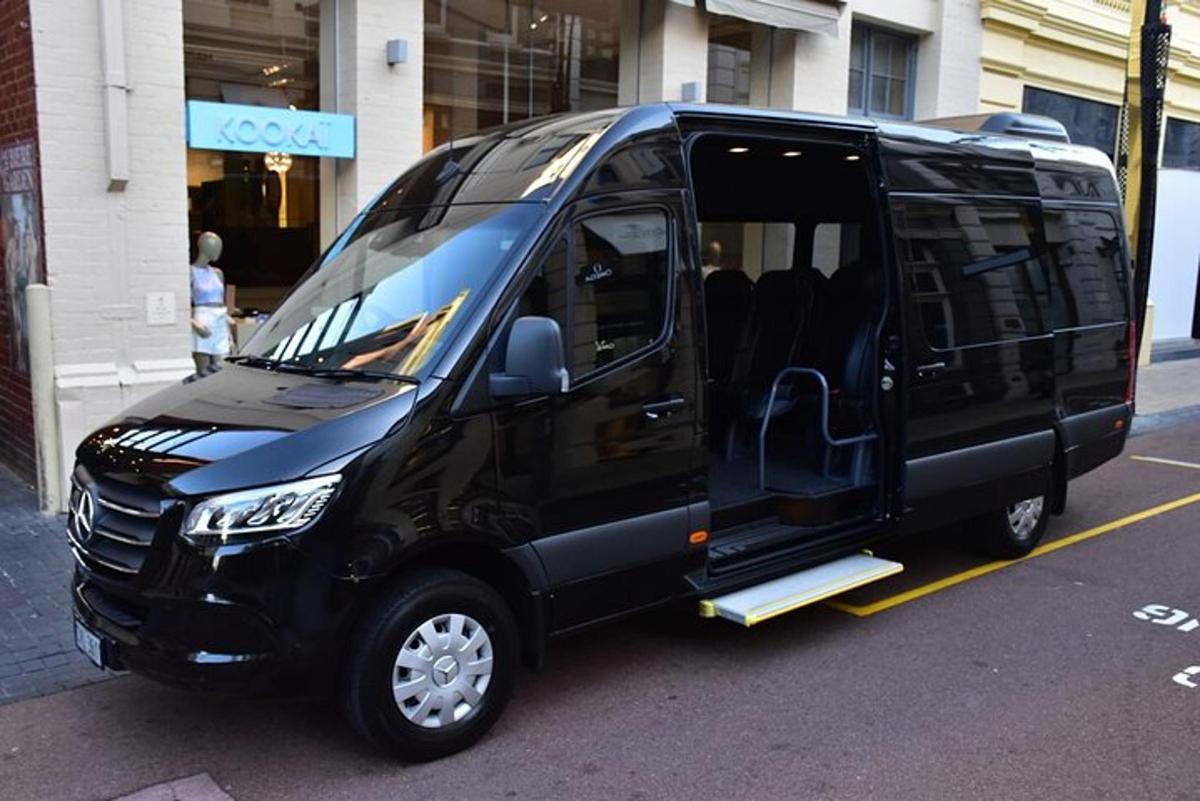 črn kombi parkiran ob strani ulice