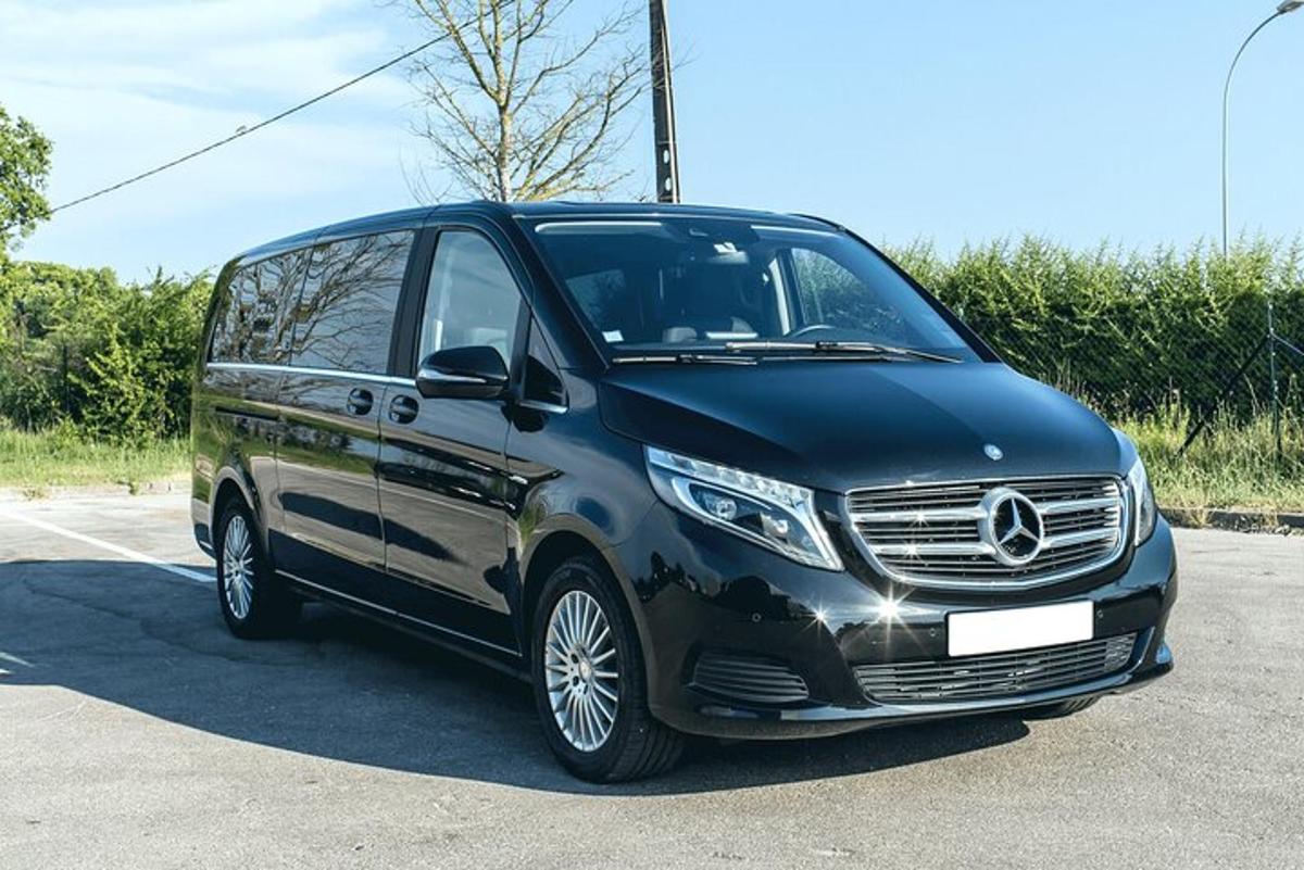 črn kombi parkiran na parkirišču