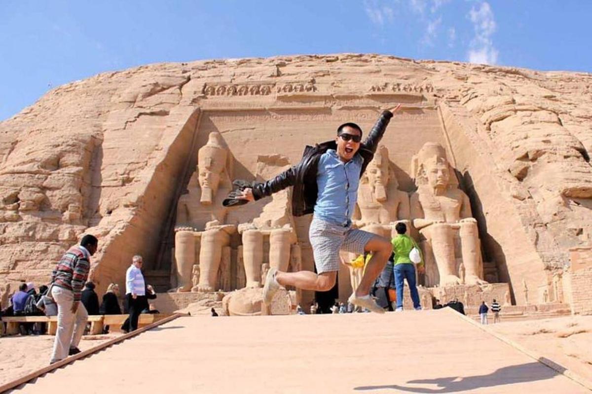 a man is jumping in front of thearaoharaoh