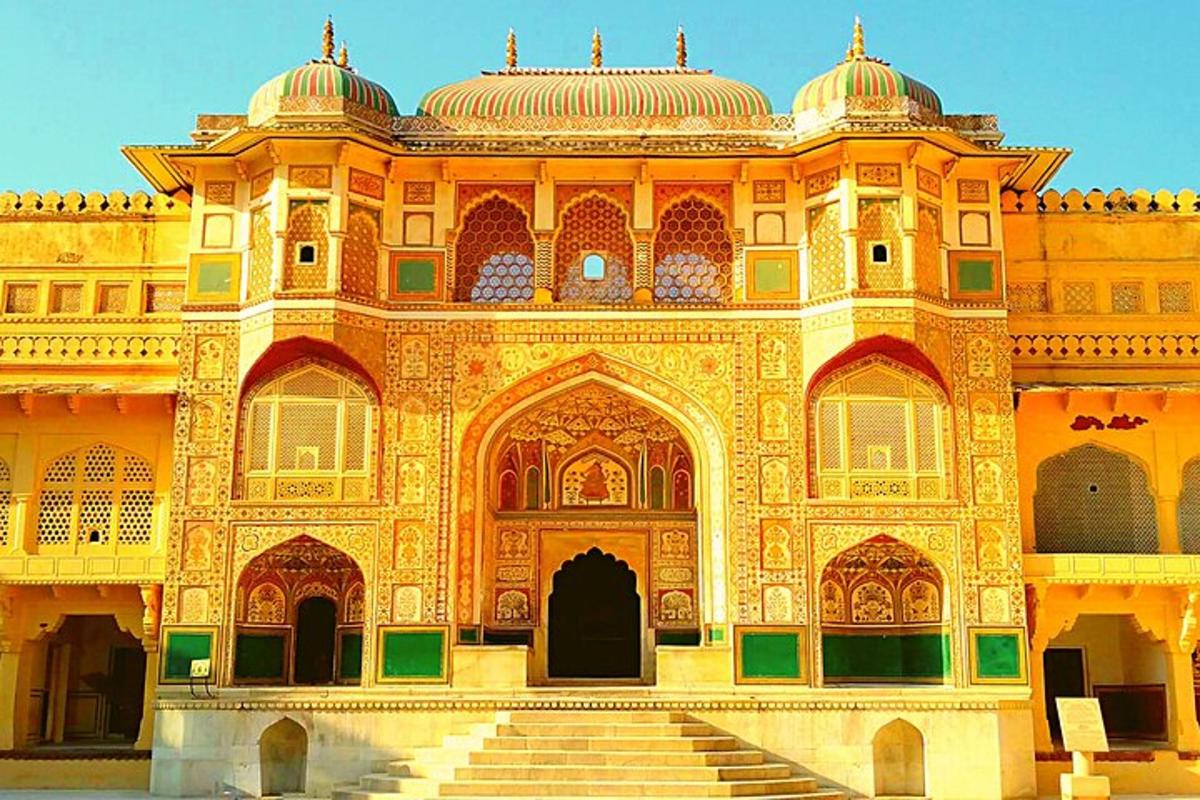 a large building with a staircase in front of it