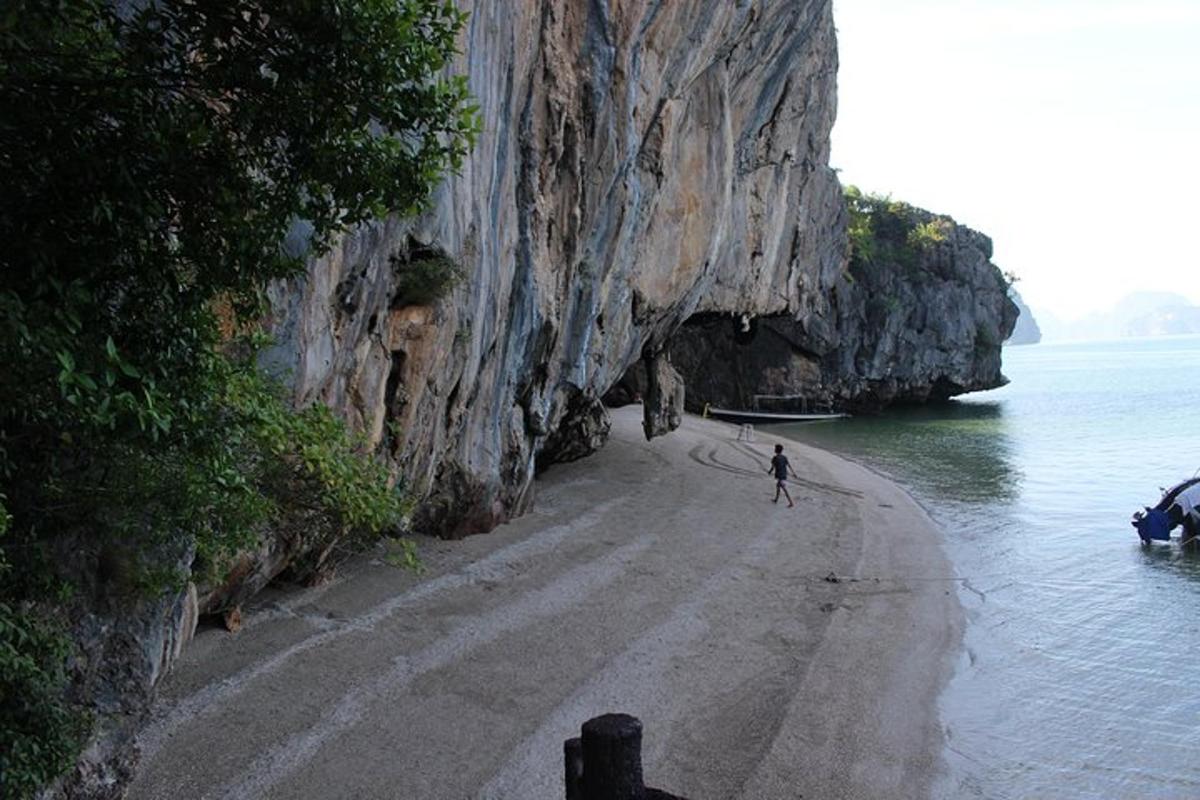 una persona caminant per una platja vora l'aigua