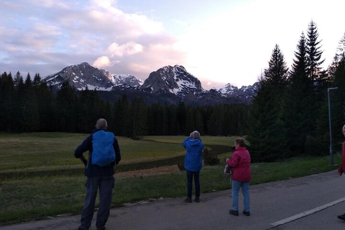 skupina ľudí stojacich na ceste a pozerajúcich sa na golfové ihrisko
