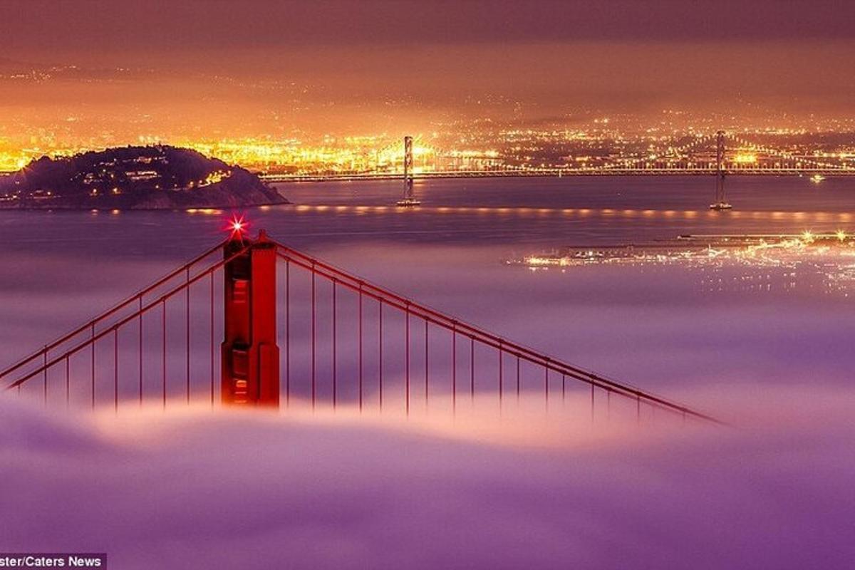 most Golden Gate cez hmlu s mestom v noci
