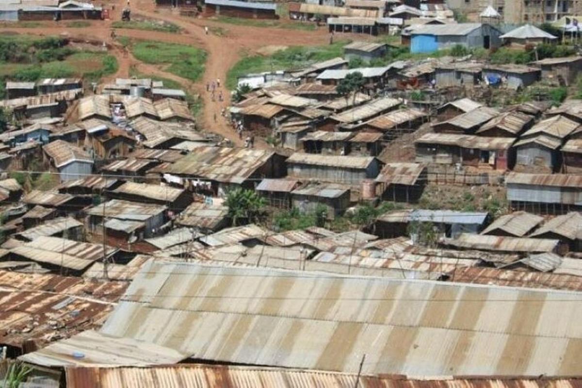 an overhead view of a village with houses and roofs